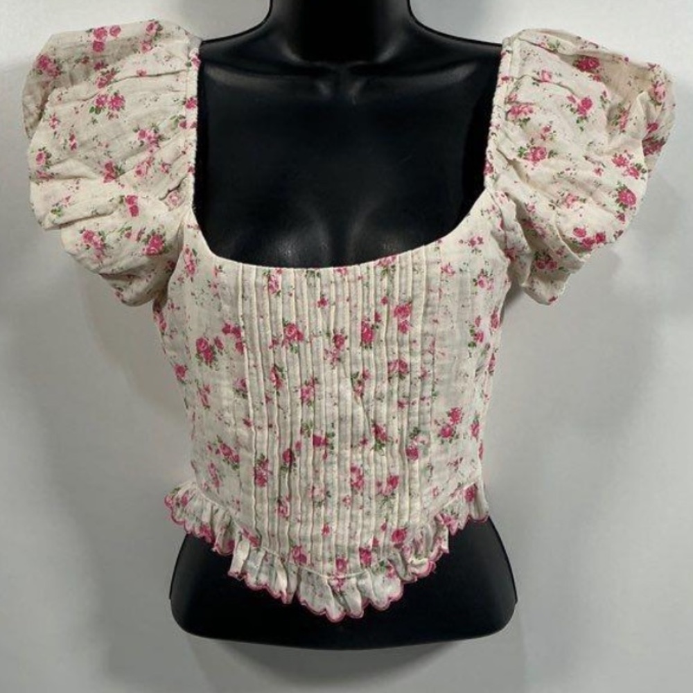 Altr’d State Peplum Sleeve Crop Top